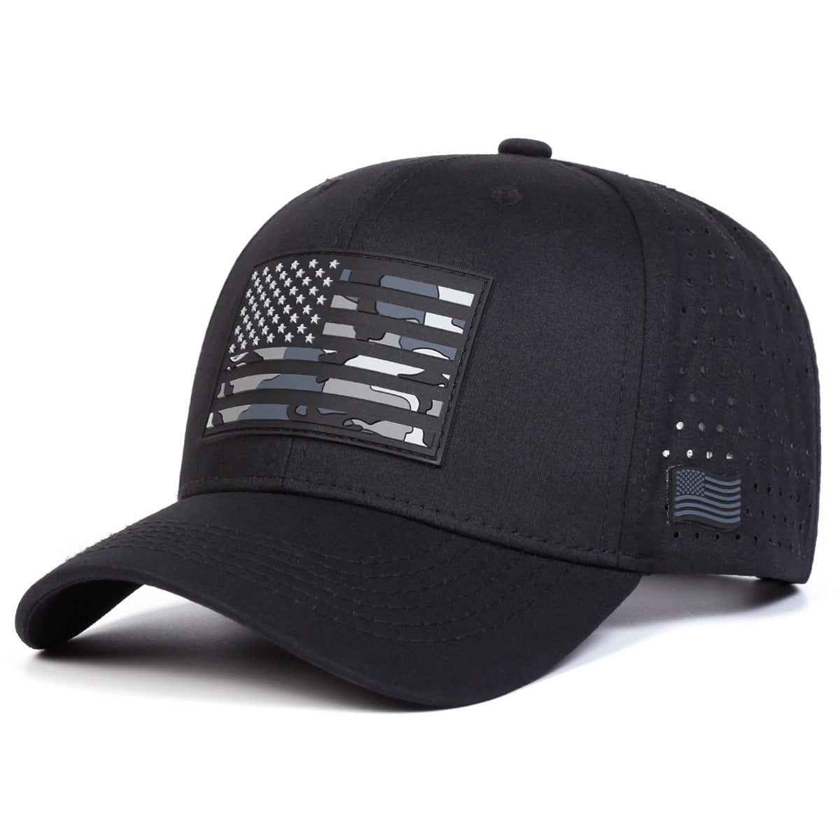 Genevieve Montclair | Black Flag Print Veterans Day Mesh Baseball Cap Unisex