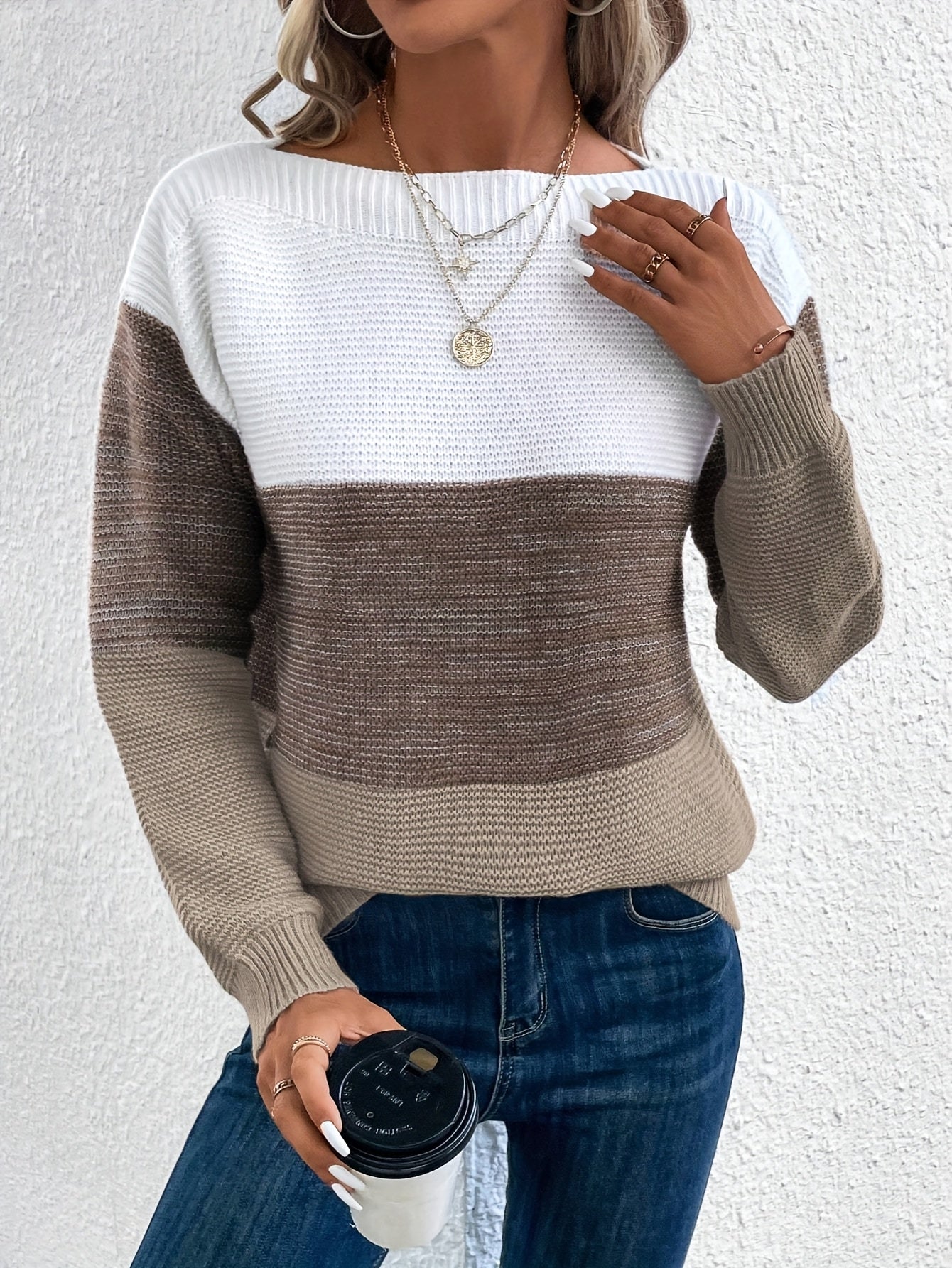 Marisol Beringer | Color-Blocked Sweater With Drop-Shoulder Sleeves