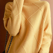 Josephine Alderidge | Diamond-Knit Turtleneck Sweater For Women