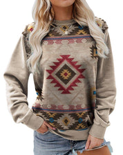 Amélie Rousset | Aztec Print Crew Neck Sweatshirt For Women