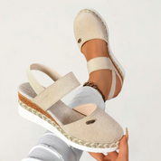 Celestine Dawnbrook | Beige Espadrille Wedge Orthopedic Sandals