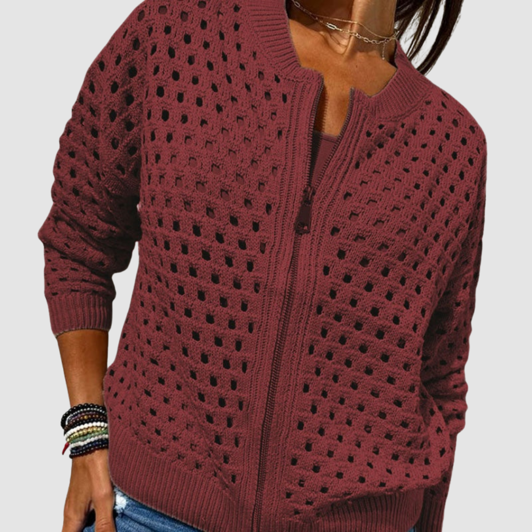 Antonella Rivoli | Hole-Knit Zip-Up Sweater For Women