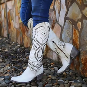Serena Blackwell | Purple Studded Knee-High Western Boots