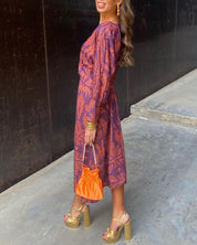 Floriette Vanbrough | Paisley Print V-Neck Maxi Dress