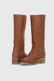 Rosalind Fenwick | Tan Leather Knee-High Western Boots