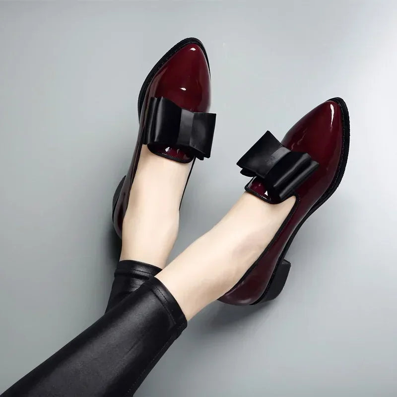 Roselyn Fontclair | Patent Bow Loafer Flats For Women