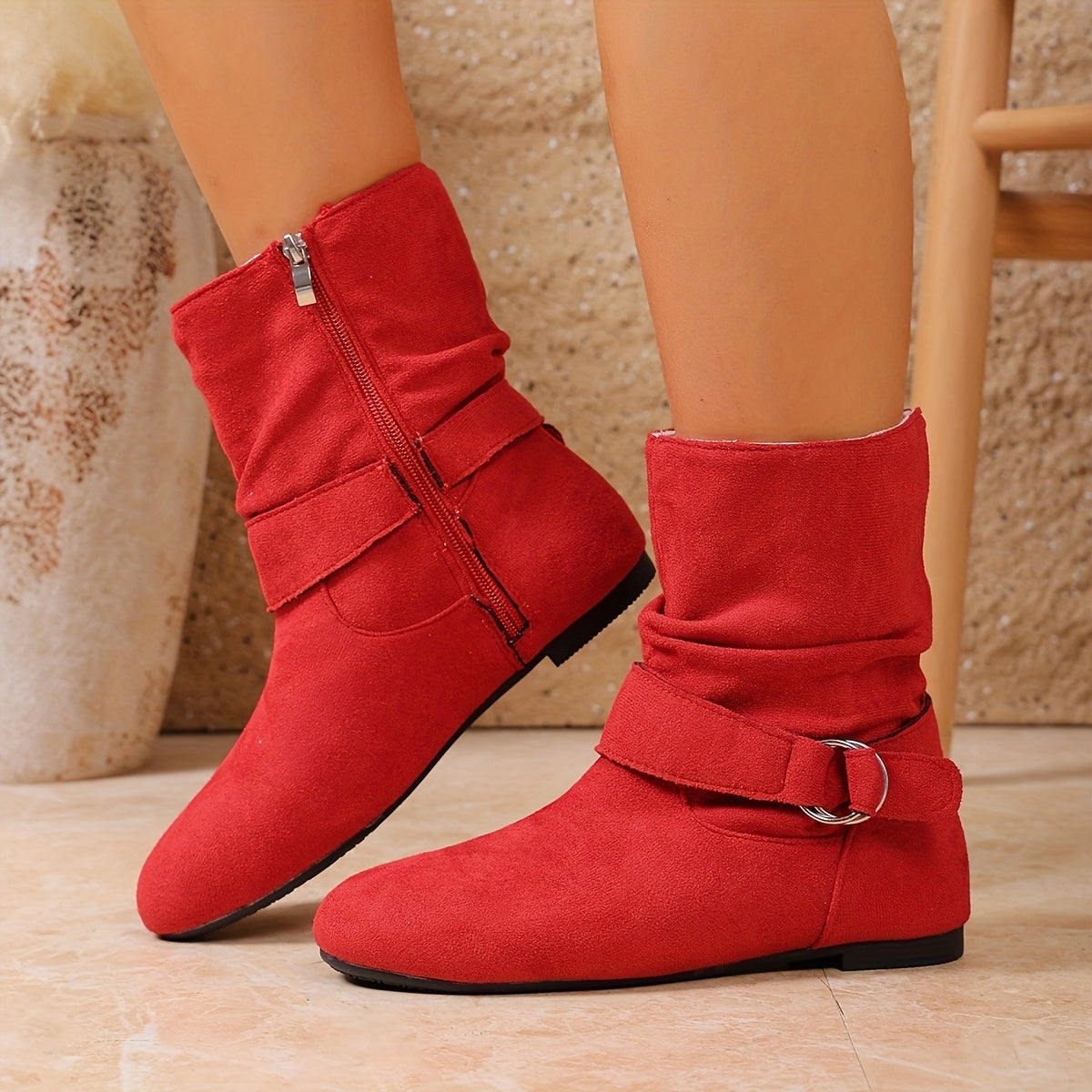 Helena Voss | Slouch Buckle Ankle Boots For Women
