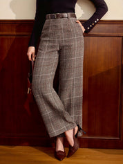 Adrienne Falconetti | Checked Wide-Leg Trousers For Women