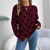Emmanuelle Rocher | Polka Dot Contrast Knit Sweater For Women