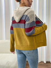 Harriet Devon | Colour-Block Zip Hoodie With Ribbed Knit For Women