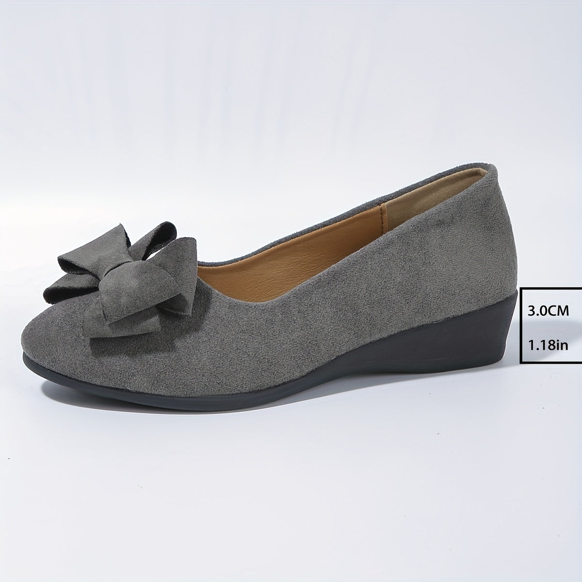 Clarisse Duvernois | Grey Bow Detail Orthopedic Ballet Flats