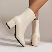 Celine Ardoin | White Patent Mid-Calf Boots For Women