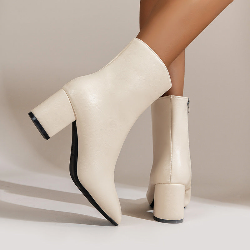 Celine Ardoin | White Patent Mid-Calf Boots For Women