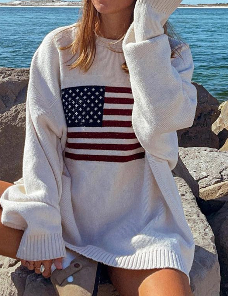 Jordan Westfield | American Flag Knit Sweater For Women