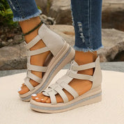 Luciana Stormvale | Black Gladiator Platform Sandals with Rhinestone Detail