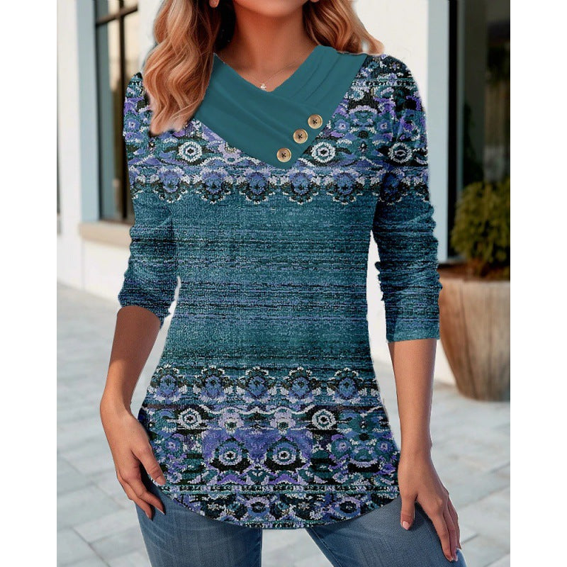 Margaux Lefevre | Colorblock V-Neck Long Sleeve Top For Women