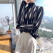 Juliette Fontenay | Striped Half Turtleneck Sweater For Women