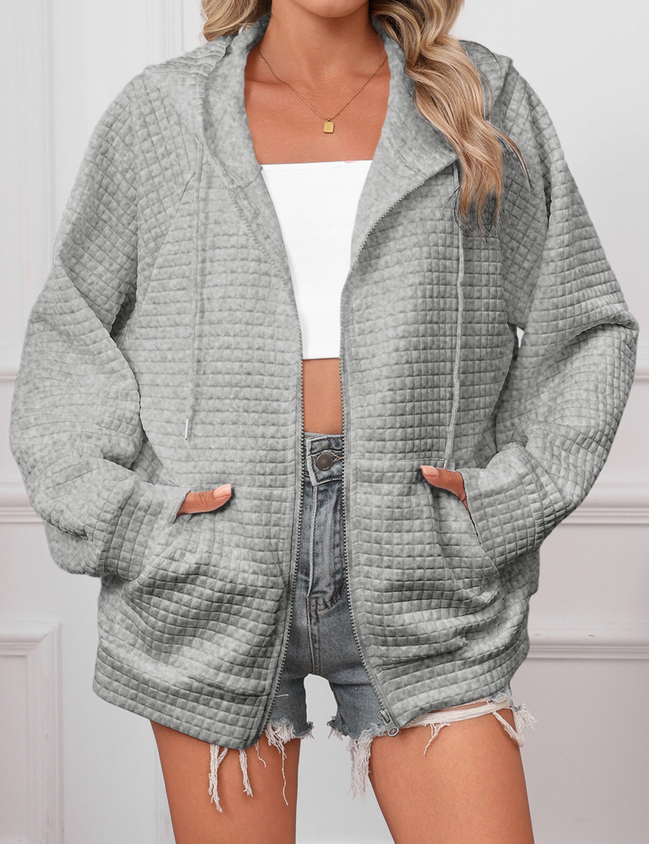 Cecilia Montrose | Textured Zip-Up Hooded Jacket For Women