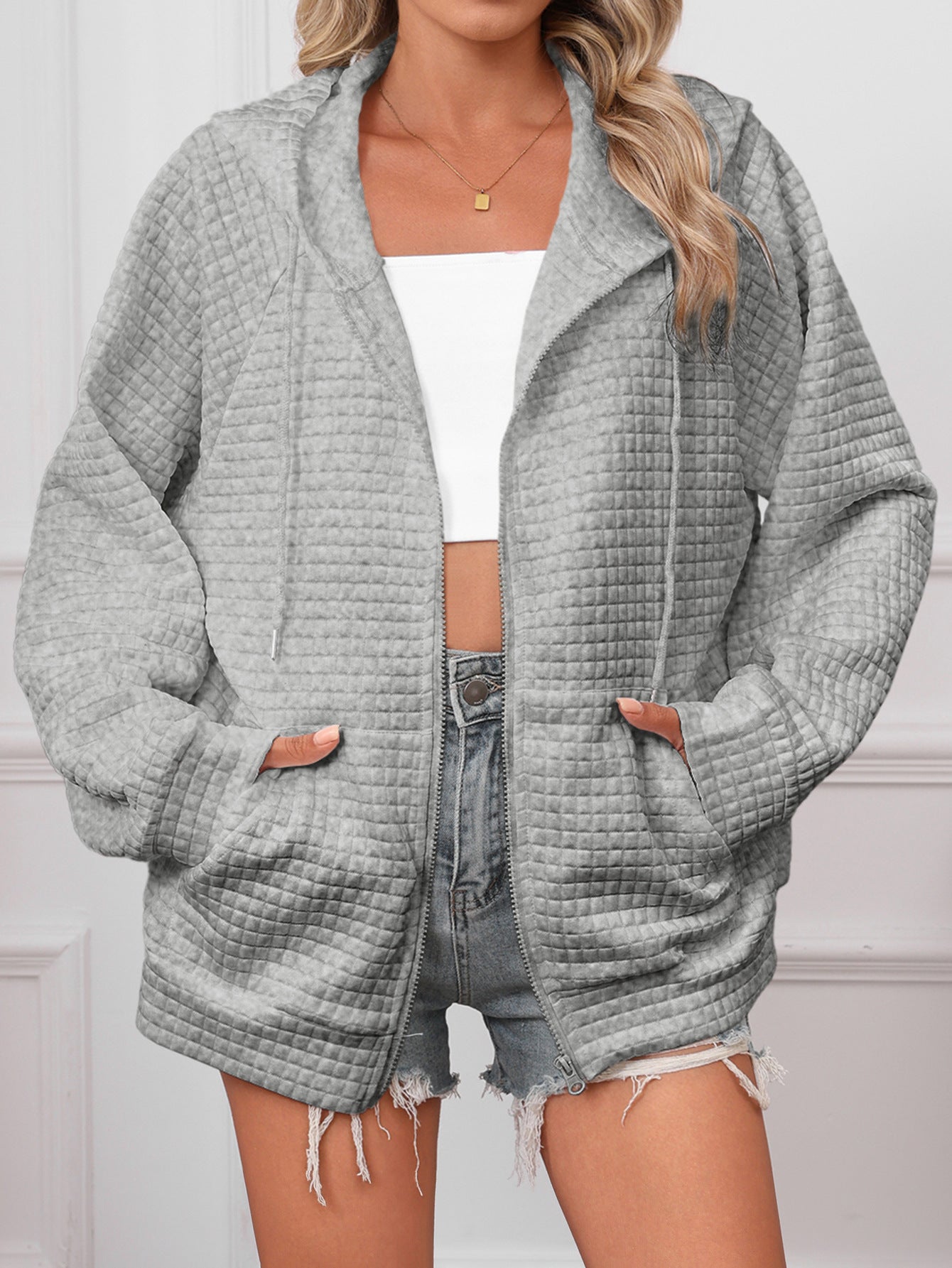 Cecilia Montrose | Textured Zip-Up Hooded Jacket For Women