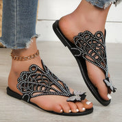 Giulia Castellano | Rhinestone Butterfly Flat Sandals For Women