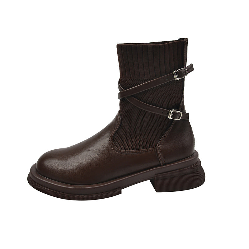 Nell Penwick | Knit Sock Platform Ankle Boots For Women