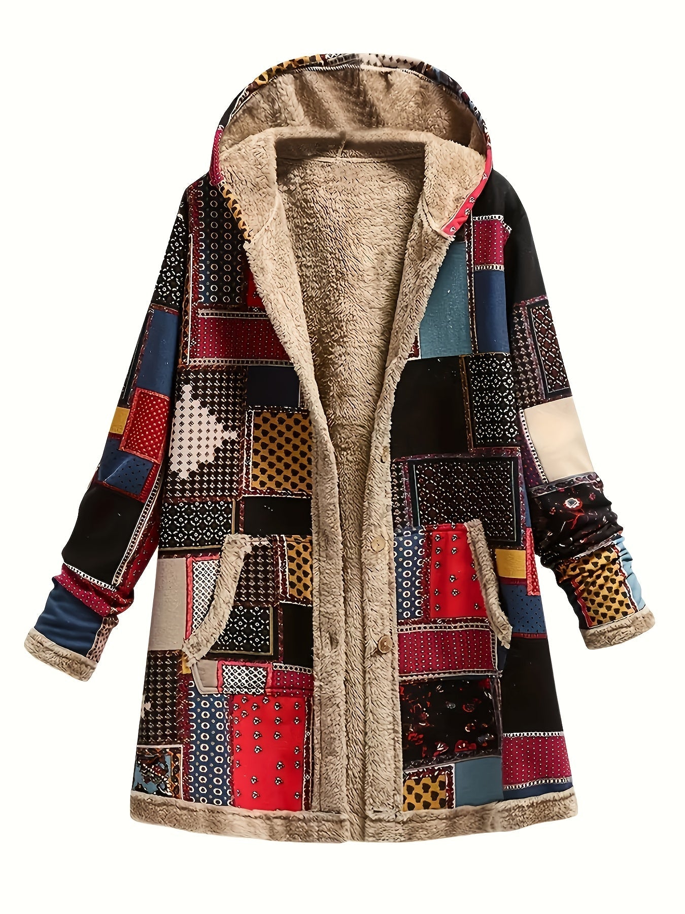 Noa Bergerac | Patchwork Hooded Longline Jacket For Women