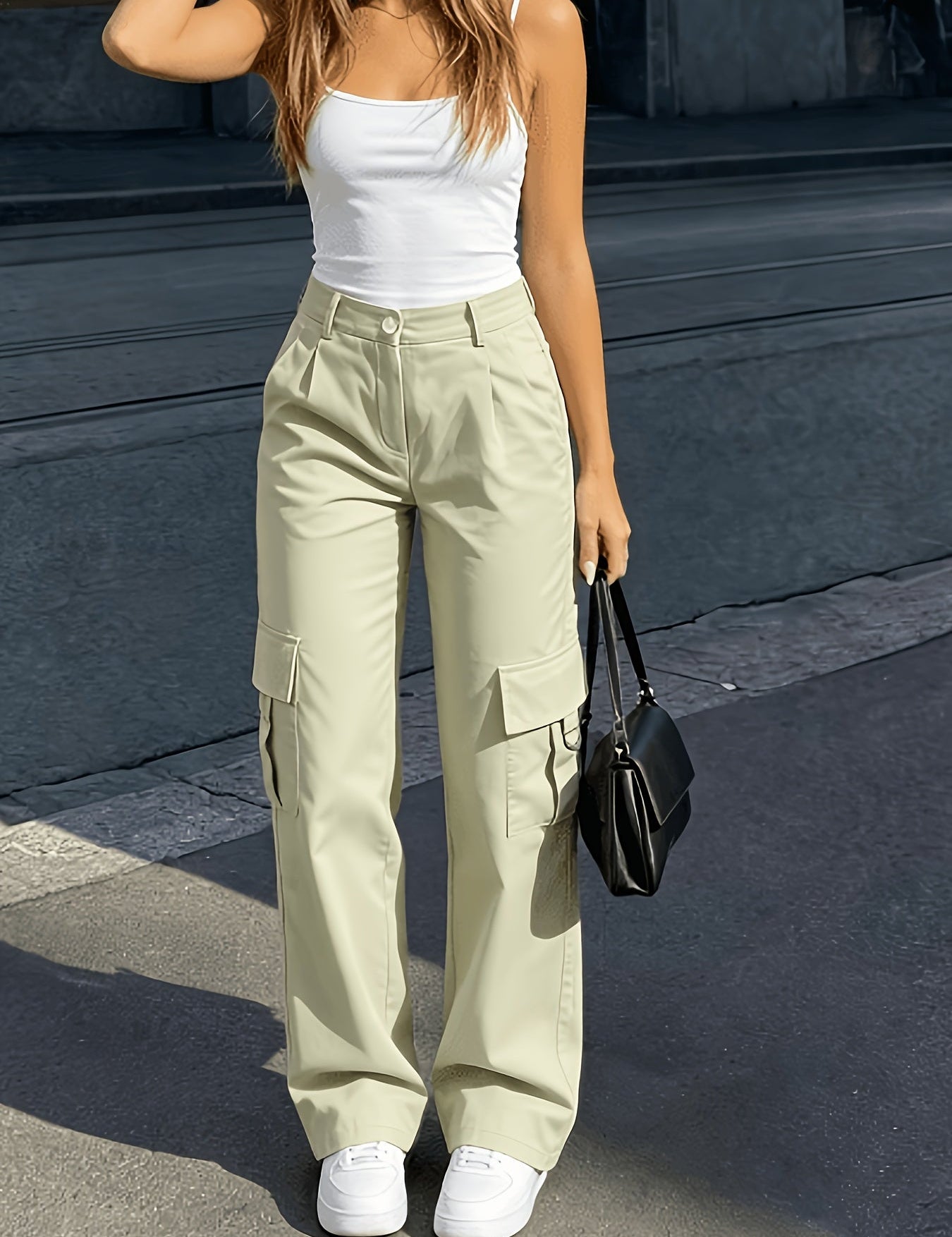 Sabine Hollande | High-Waisted Wide-Leg Cargo Pants For Women