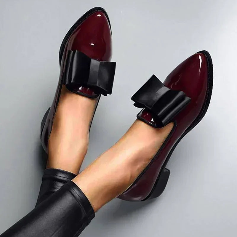 Roselyn Fontclair | Patent Bow Loafer Flats For Women