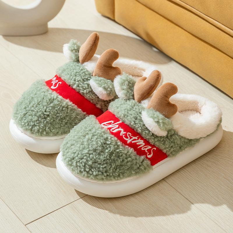 Jingle Paws | Red Reindeer Antler Christmas Slippers For Women