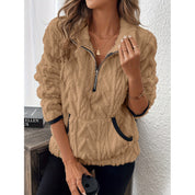 Anaelle Berger | Half-Zip Sherpa Pullover Sweater For Women