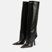 Odile Renard | Croc-Embossed Knee-High Stiletto Boots For Women