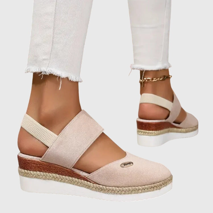 Celestine Dawnbrook | Beige Espadrille Wedge Orthopedic Sandals
