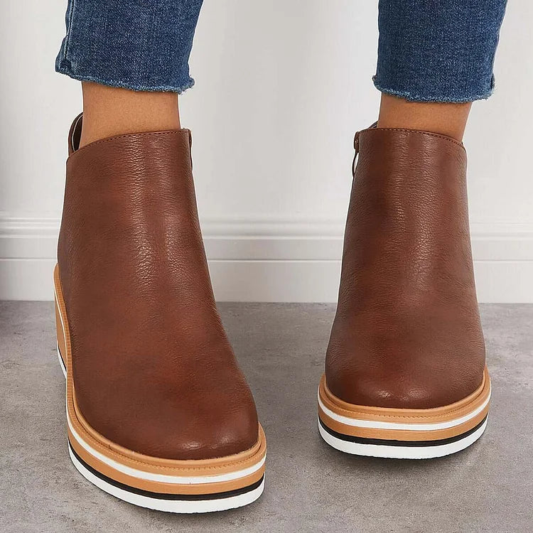 Lucette Fairborne | Navy Wedge Ankle Boots For Women