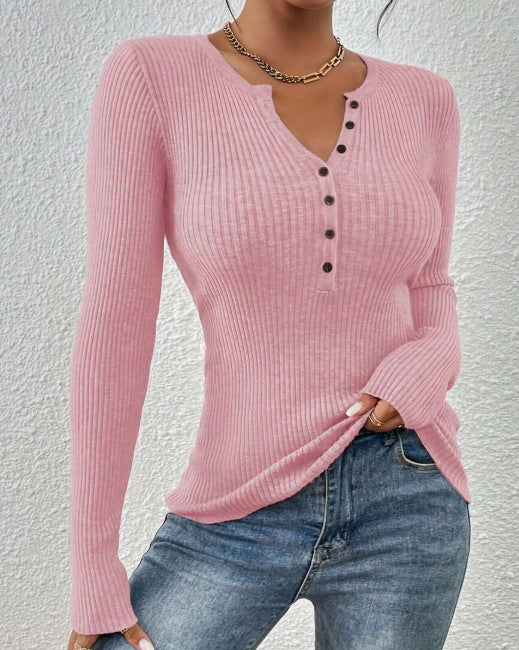 Léa Chantelle | Front-Button Ribbed Knit Sweater For Women