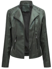 Nadia Cresson | Sleek Olive Leather Jacket For Women