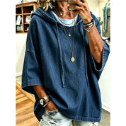Renée Hollander | Loose-Fit Denim Hoodie Top For Women