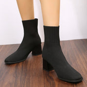 Océane Beauchamp | Pointed Toe Stretch Sock Boots For Women