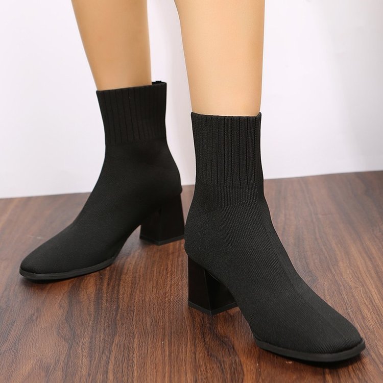 Océane Beauchamp | Pointed Toe Stretch Sock Boots For Women