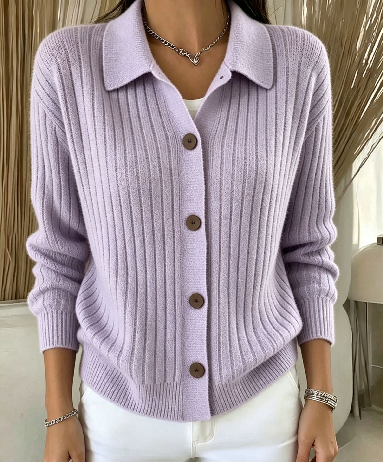 Isabella Moreau | Ribbed Knit Sweater Cardigan For Women