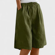 Henriette Valmonde | Army Green Linen Bermuda Shorts