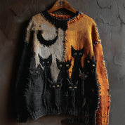 Odalys Ferrand | Halloween Cat Print Crew-Neck Sweater For Women