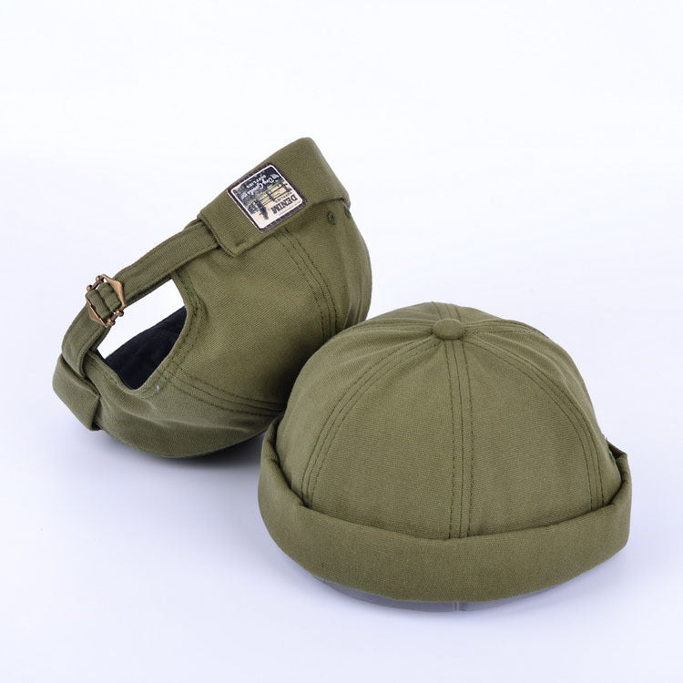 Cotton Docker Skull Cap Hat - Green