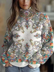 Marianne Castellucci | Floral-Print Turtleneck Sweater For Women