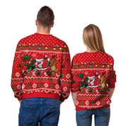 Jingle Frost | Red Dabbing Santa Reindeer Christmas Sweater For Men