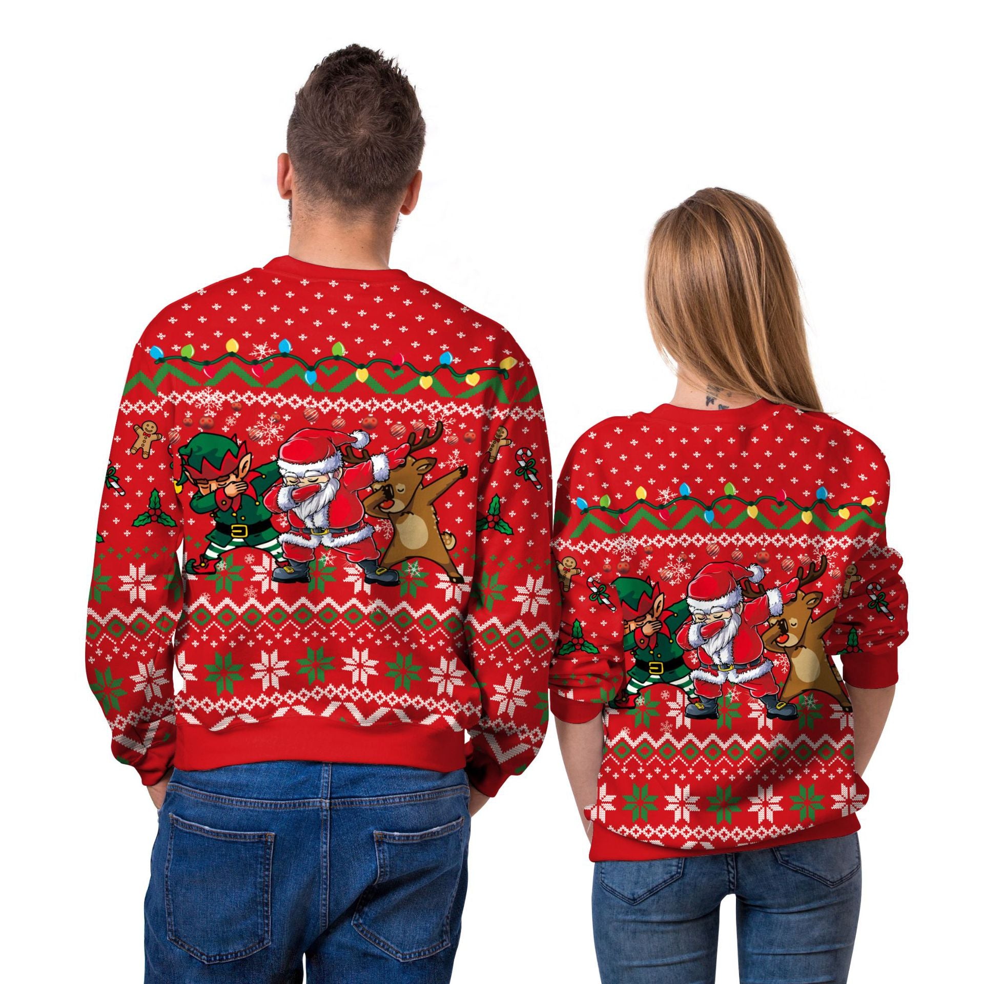 Jingle Frost | Red Dabbing Santa Reindeer Christmas Sweater For Men
