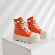 Juliette Savary | Pink Platform High-Top Sneaker Boots For Women