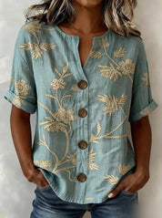 Antonella Marchese | Embroidered Floral Button-Up Blouse For Women