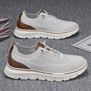 Wyatt Lakeside | Light Gray Knit Wingtip Sneakers For Men
