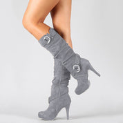 Lucienne Bardeau | Knee-High Buckle Heeled Boots For Women