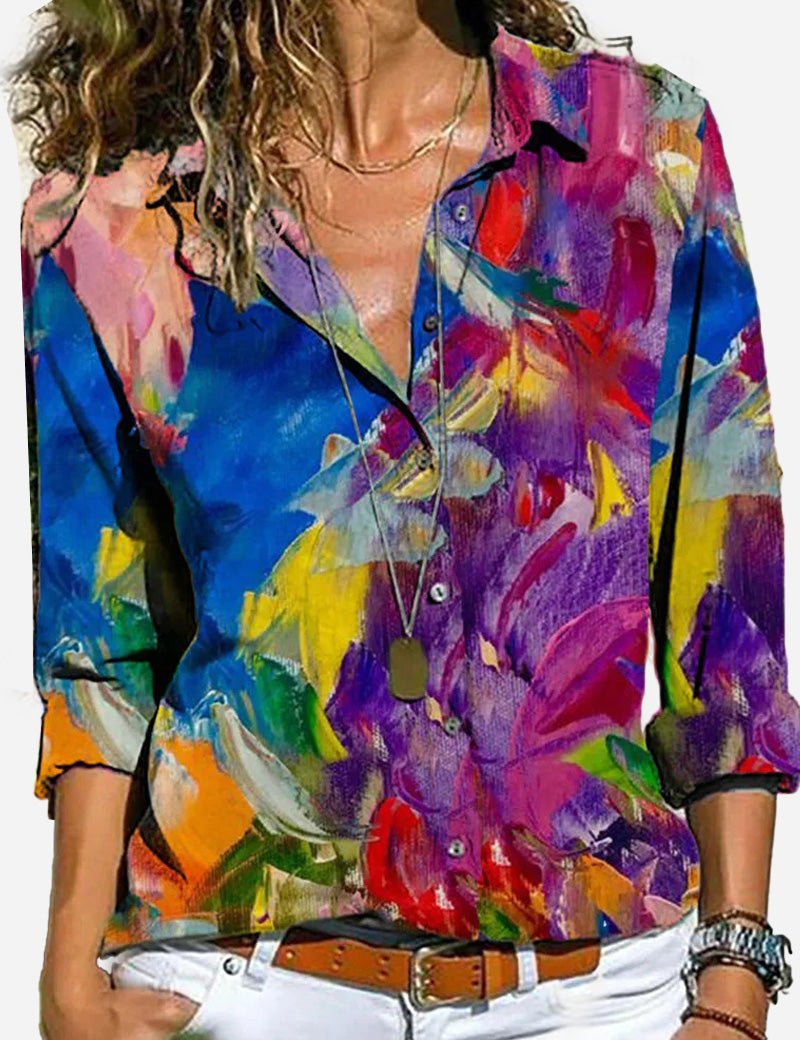 Nadège Fontclair | Colorful Vertical Stripe Long Sleeve Shirt